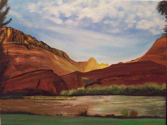 View Across Colorado River 18" x 24" Oil on canvas