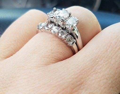 Yellow gold ring after being polished, cleaned and dipped in rhodium.