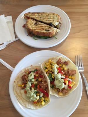 Portobello Melt and Jackfruit Tacos