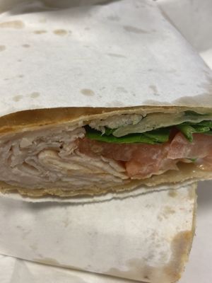 Turkey, spinach, tomato wrap