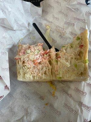 This is what my fiancé got for an $18 lobster sandwich.  Save your money, or throw it in the trash