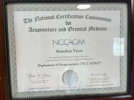 National Board-Certified Oriental Medicine