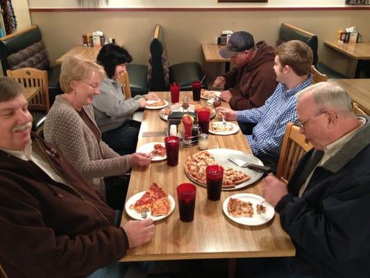 Enjoying Lunch at Main Street Pizza.