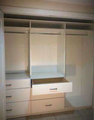 White Closet with birch drawers