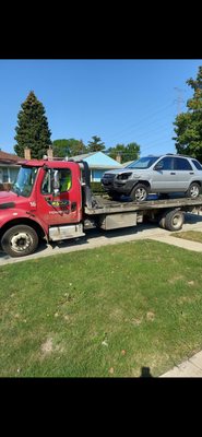 Picking up an wreck vehicle