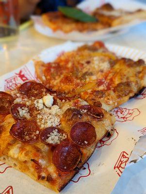 Pepperoni in front, background is sausage and peppers.  Both were good, pepperoni was fantastic!