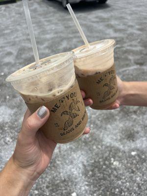 Brown sugar cinnamon latte and blueberry cobbler latte