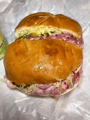 Italian combo deli sandwich on hard roll