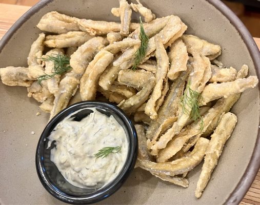 Smelt -Lightly Fried Spicy Salt & Vinegar Great Lake Smelt, Dill tartar sauce