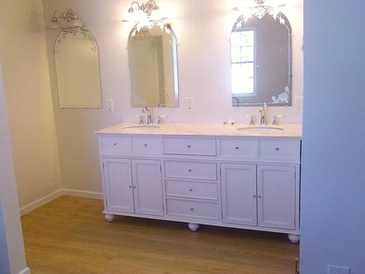 another view of vanity installed for Mary