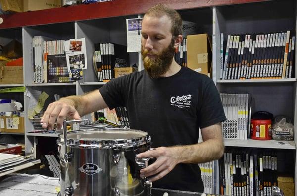 Josh is also one of our percussion repairmen. He has been repairing drums for over 8 years.