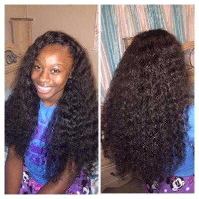 Customer Nigela with Phoenician Hair installed. (Indian Natural Curly 20" closure, 22" 22")