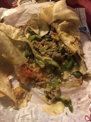 This is the "shredded beef" burrito. Hardly any beef and all veggies.