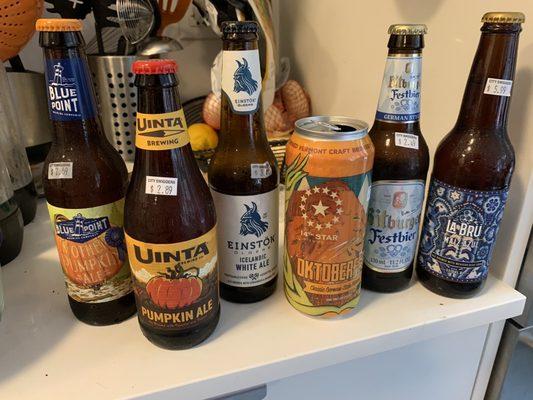 The choose your own variety haul of many pumpkin beer and other seasonal beer choices. 'Tis the season!