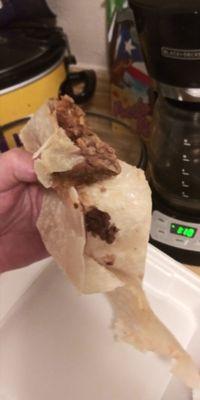 Disgusting burrito so skimpy the tortilla was wrapped around several times. Worst meal I have ever eaten in my life