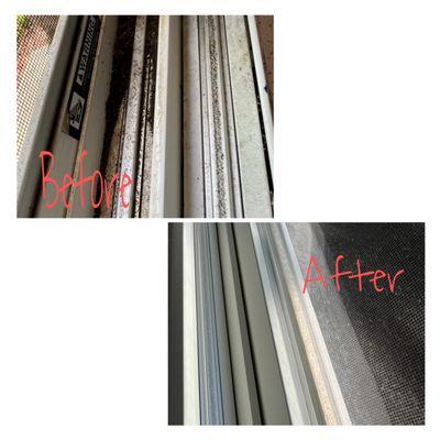 Window rail before us and after our cleaning