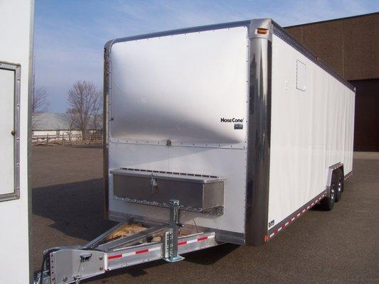 Nose Cone wind deflectors direct air to flow around the trailer, not against. Save 2-3 miles per gallon with Nose Cone.