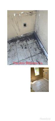 Before and After photo of a deep cleaning of a laundry room.