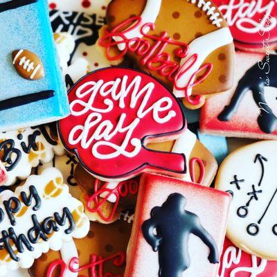 Football themed football cookies.