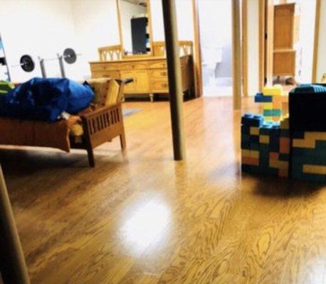 Basement cleaning ! Floors look so shiny and clean ! Another happy client