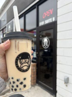 Black milk tea with boba