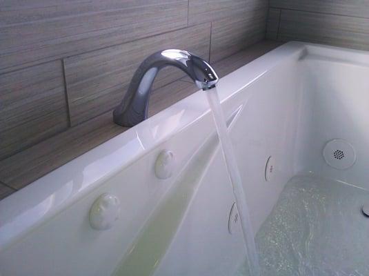 3/4" Kohler tub faucet custom placed for whirlpool tub.