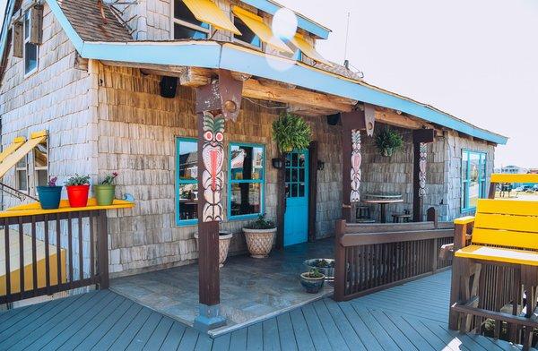 indoor and covered and sunny outdoor seating