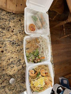 Pad Thai & summer roll & Pineapple Fried Rice