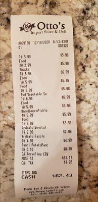 Sample receipt. Owner changes as he likes. There is no price on the products or self