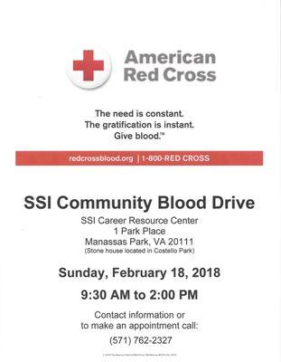 We are hosting our 3rd blood drive. Drop by or call to make an appointment!