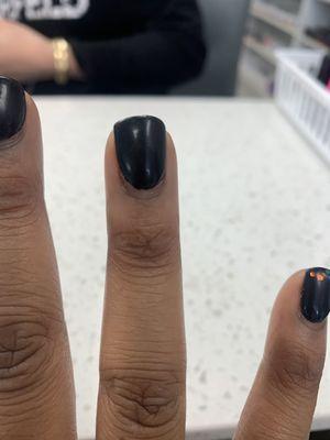 1st chance -  Black dip -- exactly 14 days after being done   Chipping at cuticle