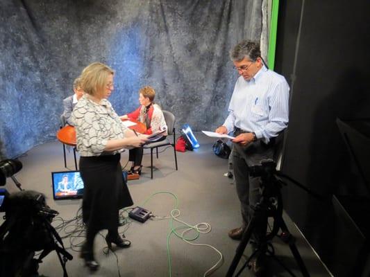 Andy Linda directing in a client's studio in San Francisco