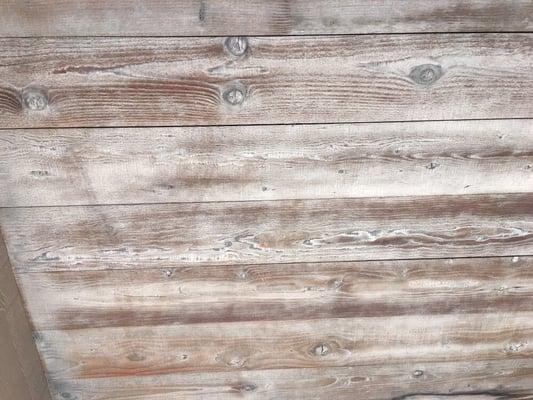 Interior Wood Ceiling & Beams before blast cleaning.