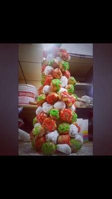 Christmas donut hole tower