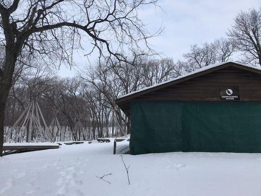 Whippoorwill Woods site with teepee frames