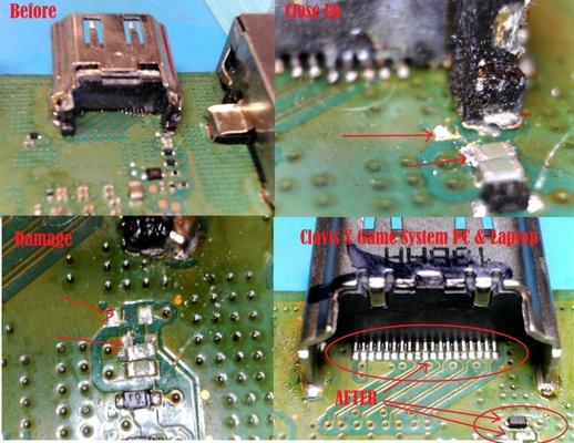 HDMI Port Replacement Before and after