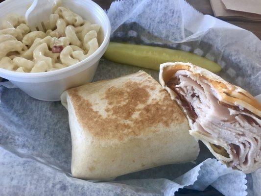 Turkey Ranch Club Wrap & Macaroni Salad.