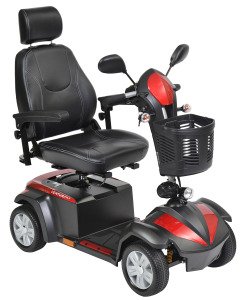 4 wheel scooter with 400 lbs weight capacity. Changeable color panels. 33AH batteries for extended range. Padded armrests and high back seat