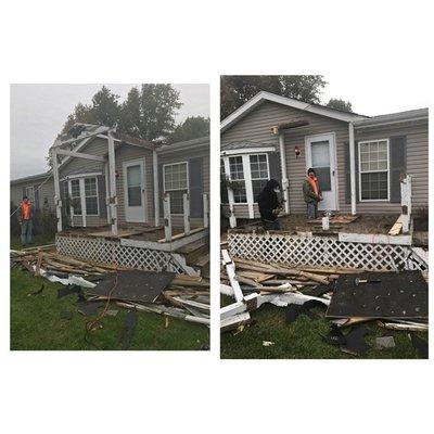 demolition of an existing deck off the back of a home