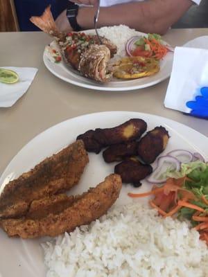 Minutas with white rice, maduros and salad. Amazing!