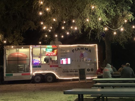 The food truck with the big  wood-fired pizza oven.