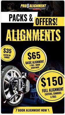 Pricing poster for the types of alignment adjustments performed by business.