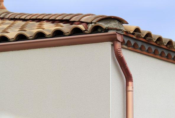 Copper Gutter System and Downspout