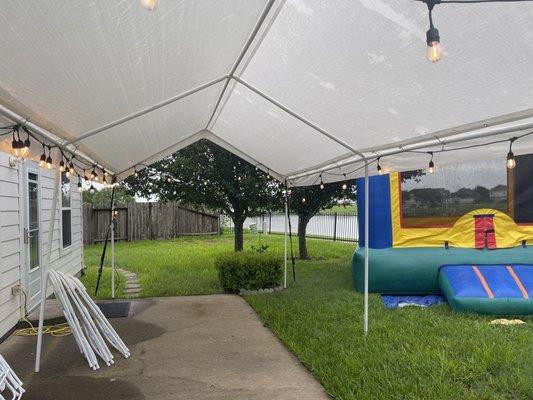 Tent and bounce house