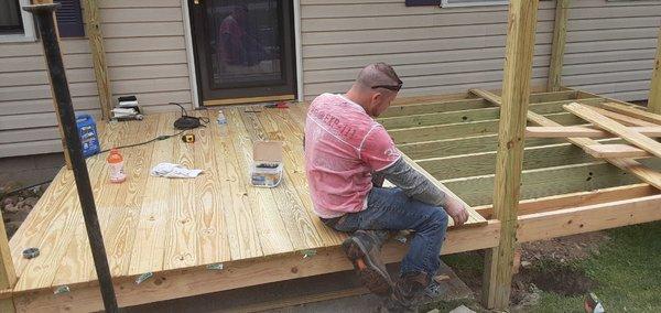 Deck being built by fayette contracting  solutions