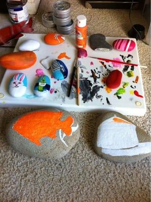 Rock painting and supplies provided