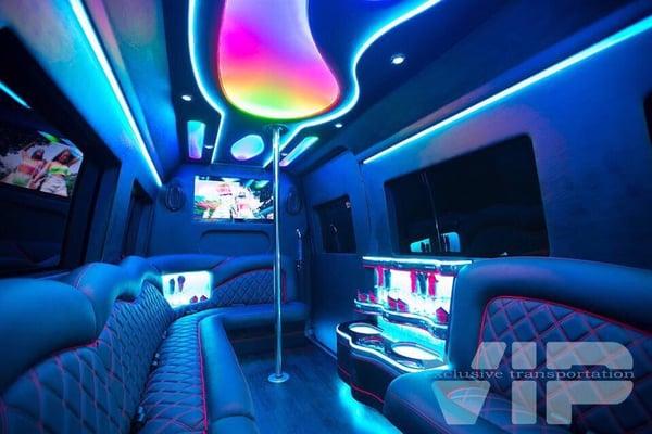 Inside the Mercedes Limo Bus