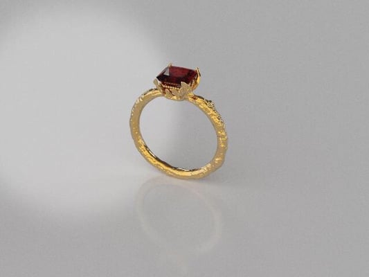 2cts square shaped Ruby set in 18kt yellow gold ring