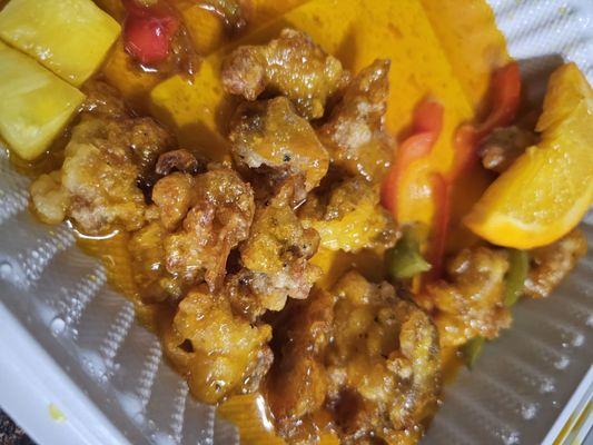 Orange chicken with fresh pineapple and peppers