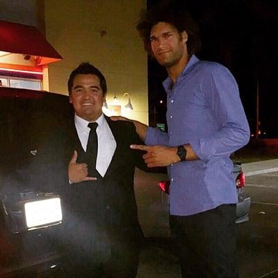 Our driver JR, with Robin Lopez